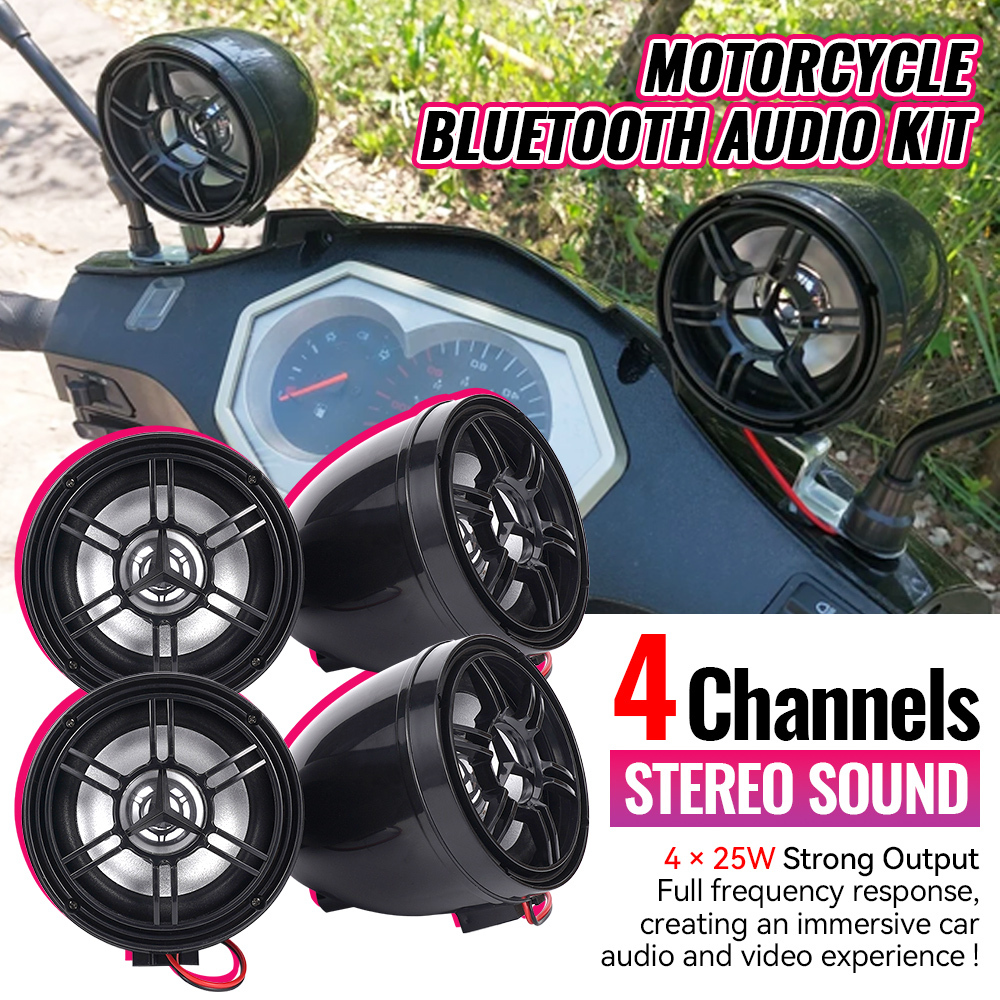 Sistema De Reprodutor De Áudio Para Motocicleta De Alta Qualidade Com Guiador Controle Remoto APP À Prova D'água 4 Alto-