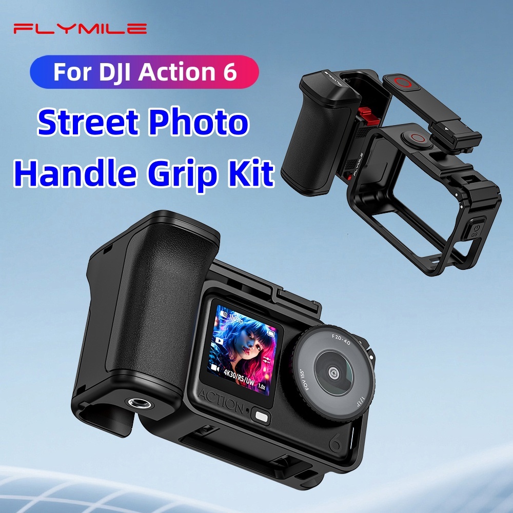 Flymile Street Photo Handle Grip Kit Para DJI Osmo Action 6 , Suporte De Câmera Com Botão De Obturador Action6 Acessório