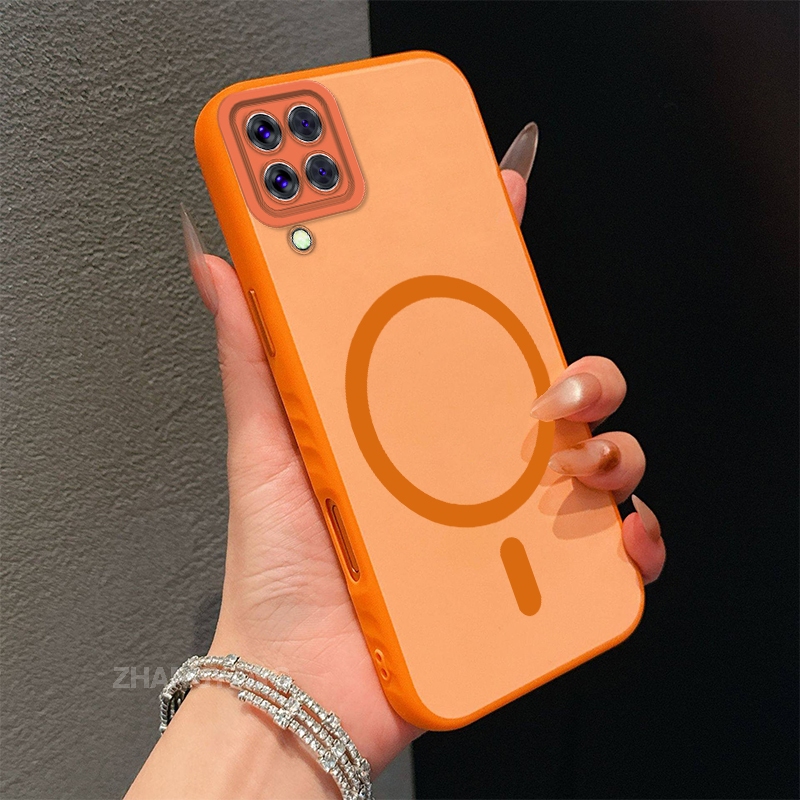 Capa Para Samsung A12 A22 4G M12 M22 M32 De Telefone Resistente A Colisões De Cores Avançadas Com Anel De Sucção Magnéti