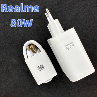 Original Realme 13 14 Pro + 80W SuperVOOC Carregador Ue Super Dardo Carregamento Rápido Adaptador De Viagem Cabo USB C P em Oferta na Shopee