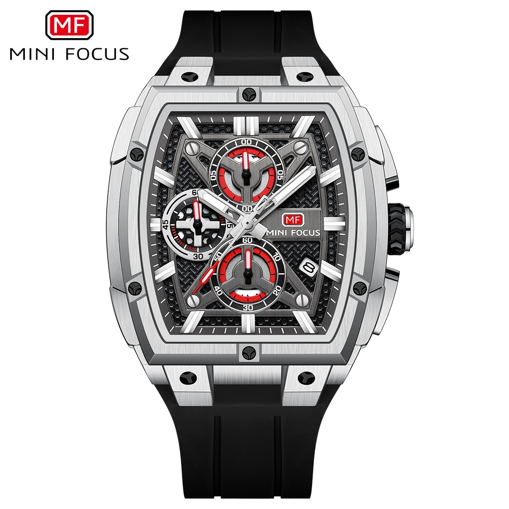 MINI FOCUS 0602G Moda Tonneau Relógio De Quartzo Masculino Multifuncional À Prova D'água Esportivo Presente