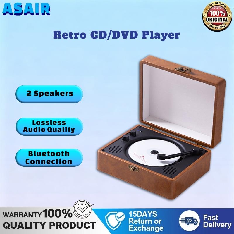 ASAIR Retro CD/DVD Player HIFI Qualidade De Som Com Alto-Falante Para Casa Kpop Bluetooth Portátil Entrada/Saída AUX Bat