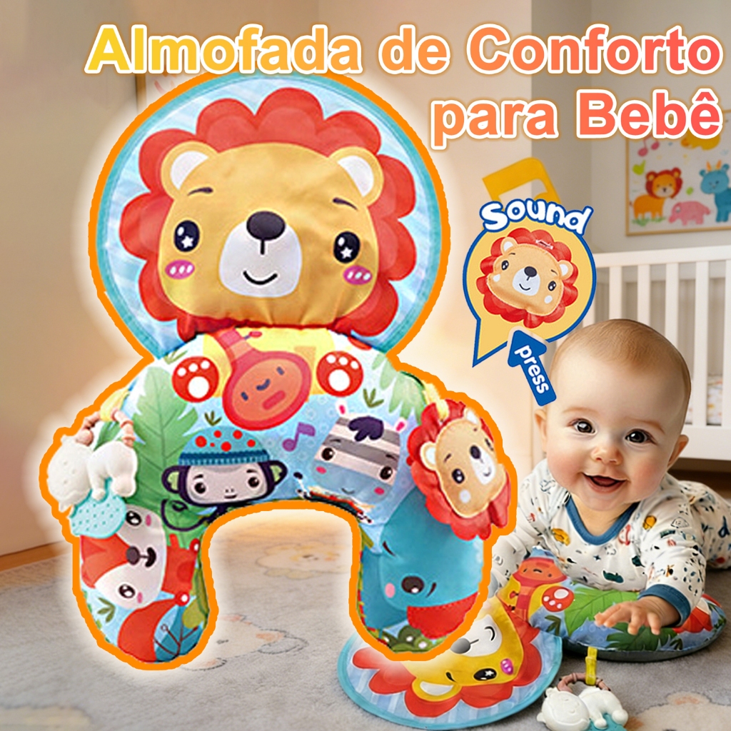 Almofada Tummy Time,Brinquedo de Apoio para Tempo de Barriga,Almofada de Conforto para Bebê, Almofada Sensorial com Som