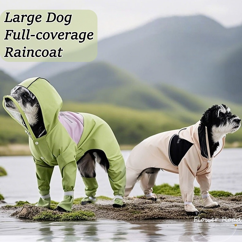 Capa De Chuva Impermeável Para Animais De Estimação , Cachorro Com Furo Trela , Cobertura Completa , Quatro Pernas , À P