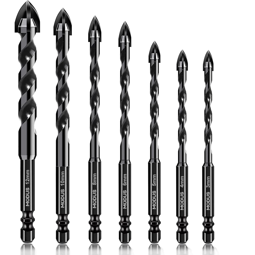 Kit 7 Brocas de carboneto Triangular Titânio Profissionais 3-12mm Para Fura Tudo