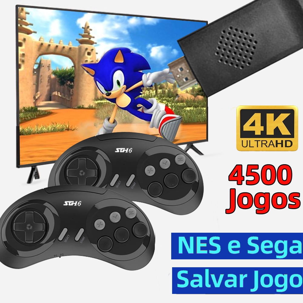 Console MD De 16 Bits Para SEGA Genesis BR Game Stick HDM Retro 4500 + Sistema Fantasma TV Jogos MEGA Drive 2