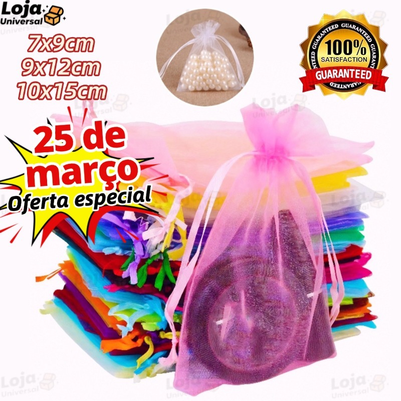 Saquinho Organza 7*9/9*12/10*15  Saco de Presente Tule Saquinho  Branco Festa Casamento Saco bolsa de batom-LU em Oferta na Shopee