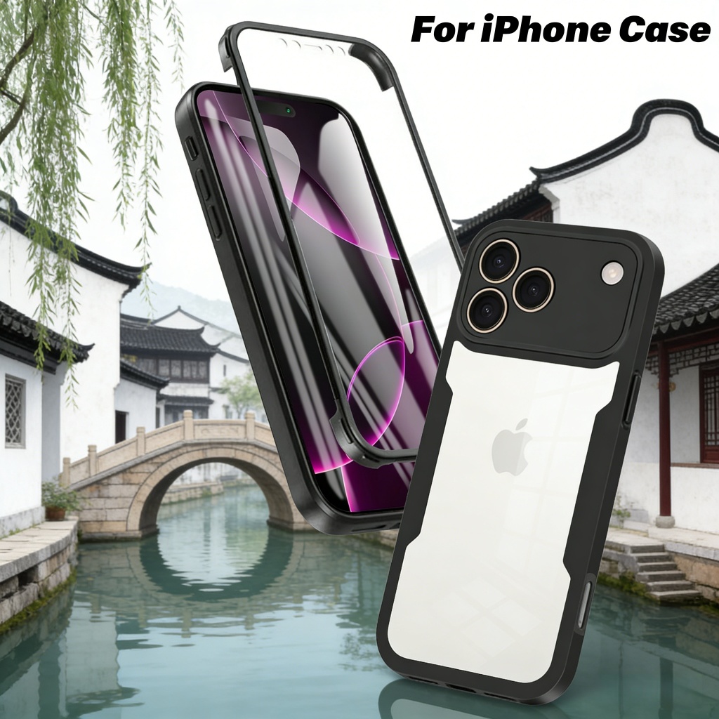 360 Capa Completa Caso De Proteção De Tela Para iPhone 17 16 15 14 13 Pro Max Air 17E 16E Capa protetora à prova de choq