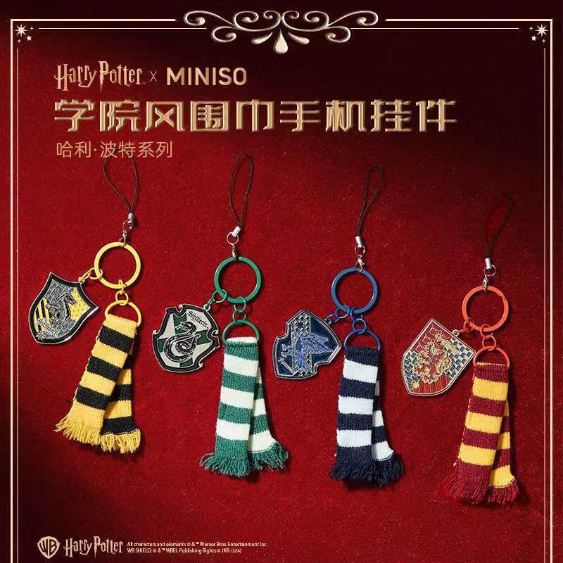 MINISO Harry Potter Série Casa Estilo Cachecol Crachá Pingente Sonserina Grifinória Lufa-Ravenclaw