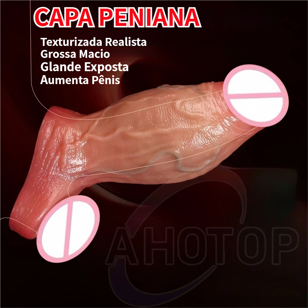 Capa Peniana Grossa Macio Textura Realista Aumenta Pênis Glande Exposta Retarda Ejaculação Sex Shop