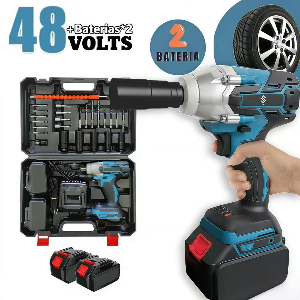 chave de impacto parafusadeira furadeira 02 baterias 48v