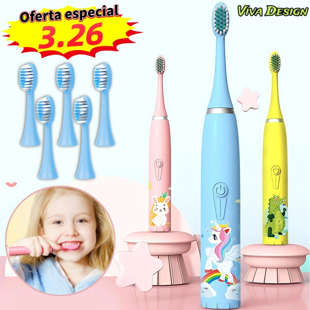 Escova Dental Elétrica Ultra-Sônica Para Crianças Acústica Onda Fofa Cabelos Suaves Dupla Face Limpa Cuidados em Oferta na Shopee