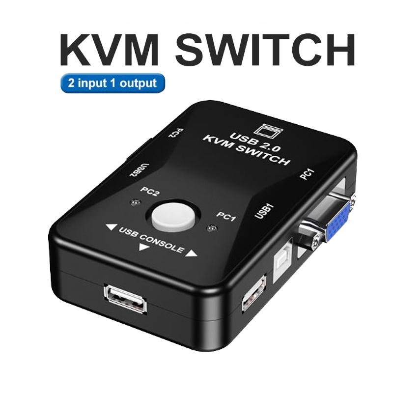 VGA KVM Switch 2 Portas 4 Usb 2.0 Para Mouse Teclado Impressora Monitor Suporte De Compartilhamento laptop desktop
