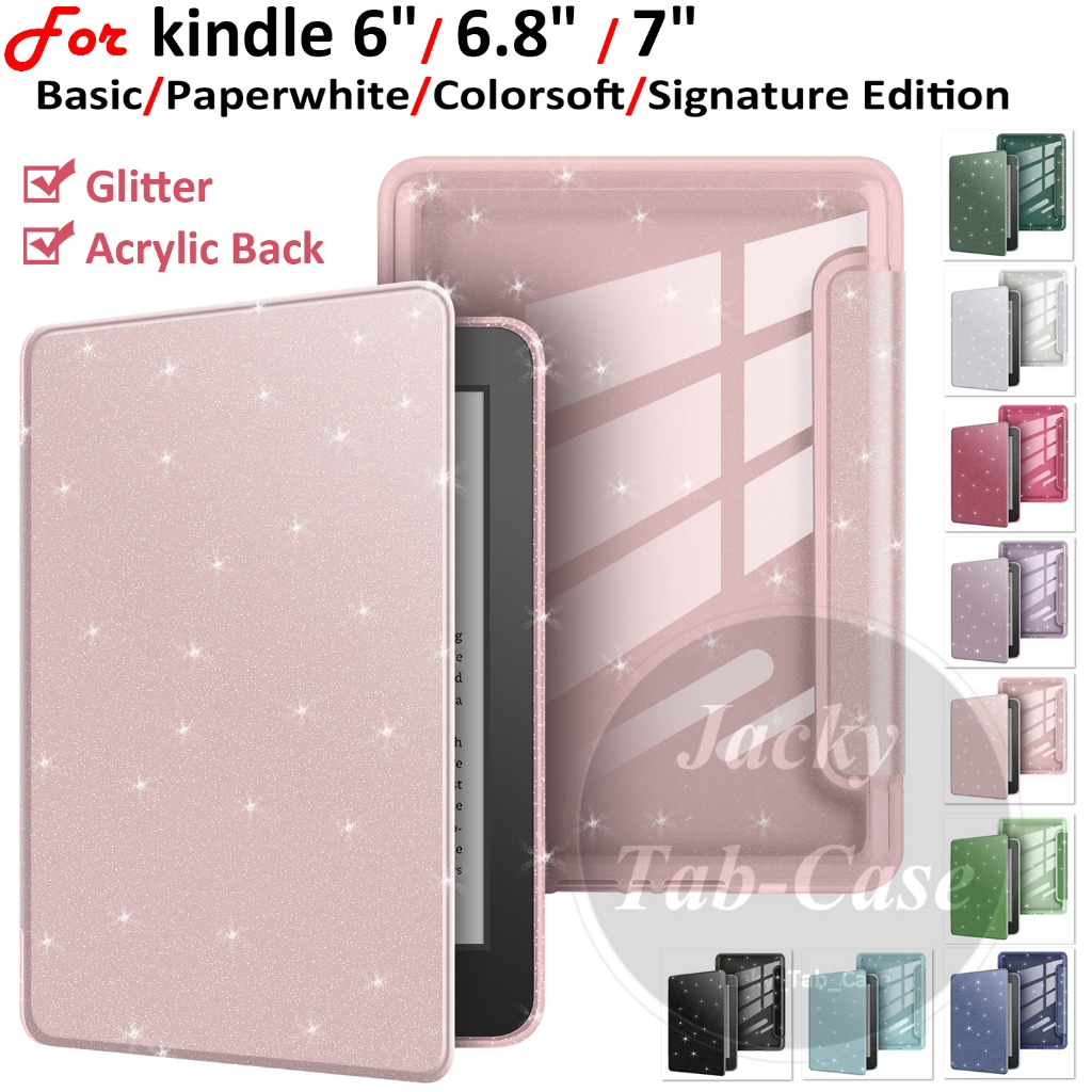 Capa De Acrílico Glitter Para kindle 6" 6.8" 7" Paperwhite Colorsoft Signature Edition 1a 12ª 11o 10o Geração 2024 Básic