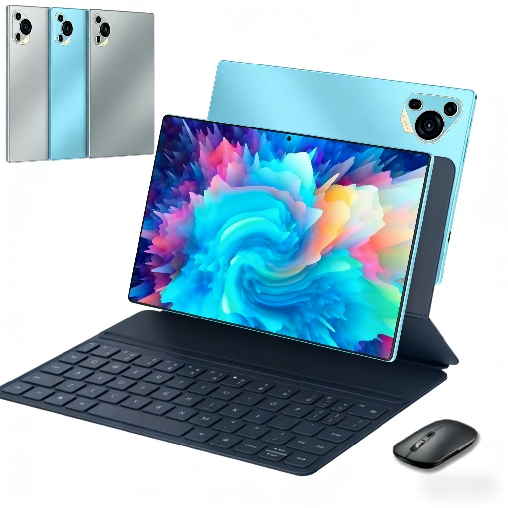 Tablet 128GB Memoria + 6GB RAM Android 13 com tela IPS de 10,1 polegadas e capa de couro com teclado