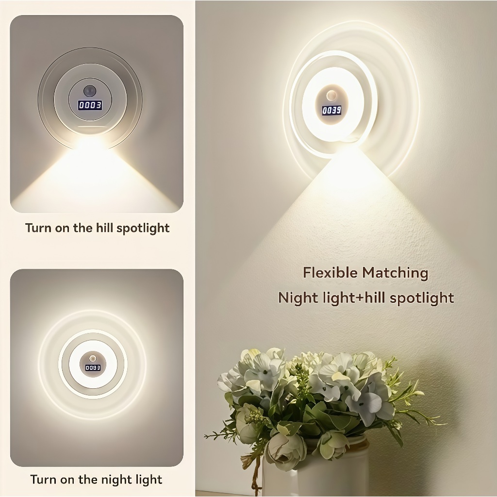 Luminária para quarto recarregável LED Leitura arandela de parede abajur de cabeceira