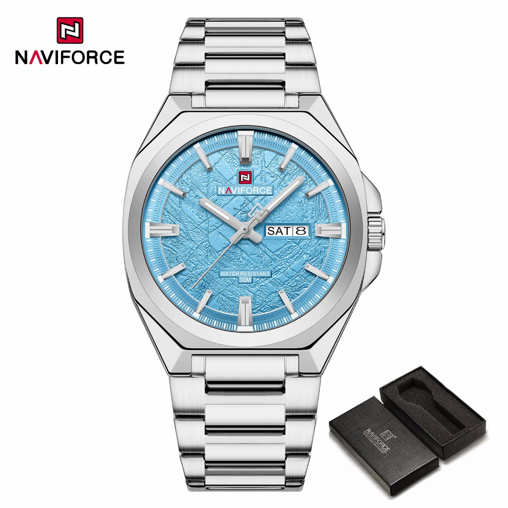 NAVIFORCE 9273 Relógio De Quartzo Masculino Moderno , Mostrador Com Padrão De Me