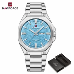 NAVIFORCE 9273 Relógio De Quartzo Masculino Moderno , Mostrador Com Padrão De Meteorito , À Prova D'água Pulseira De Aço