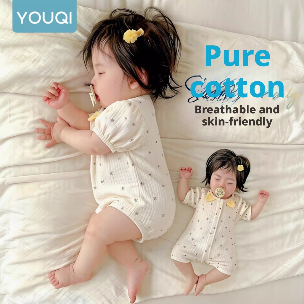 [Youqi] China Roupas de bebê de 0 a 2 anos Macacão de bebê Gaze de algodão puro Estilo verão 3-6 meses Roupas de bebê Ve