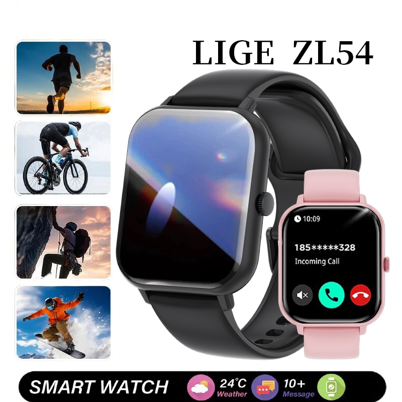 LIGE Relogio Inteligente BT Chamada De Pressão Arterial Full Touch Fitness Tracker Vida À Prova D'água