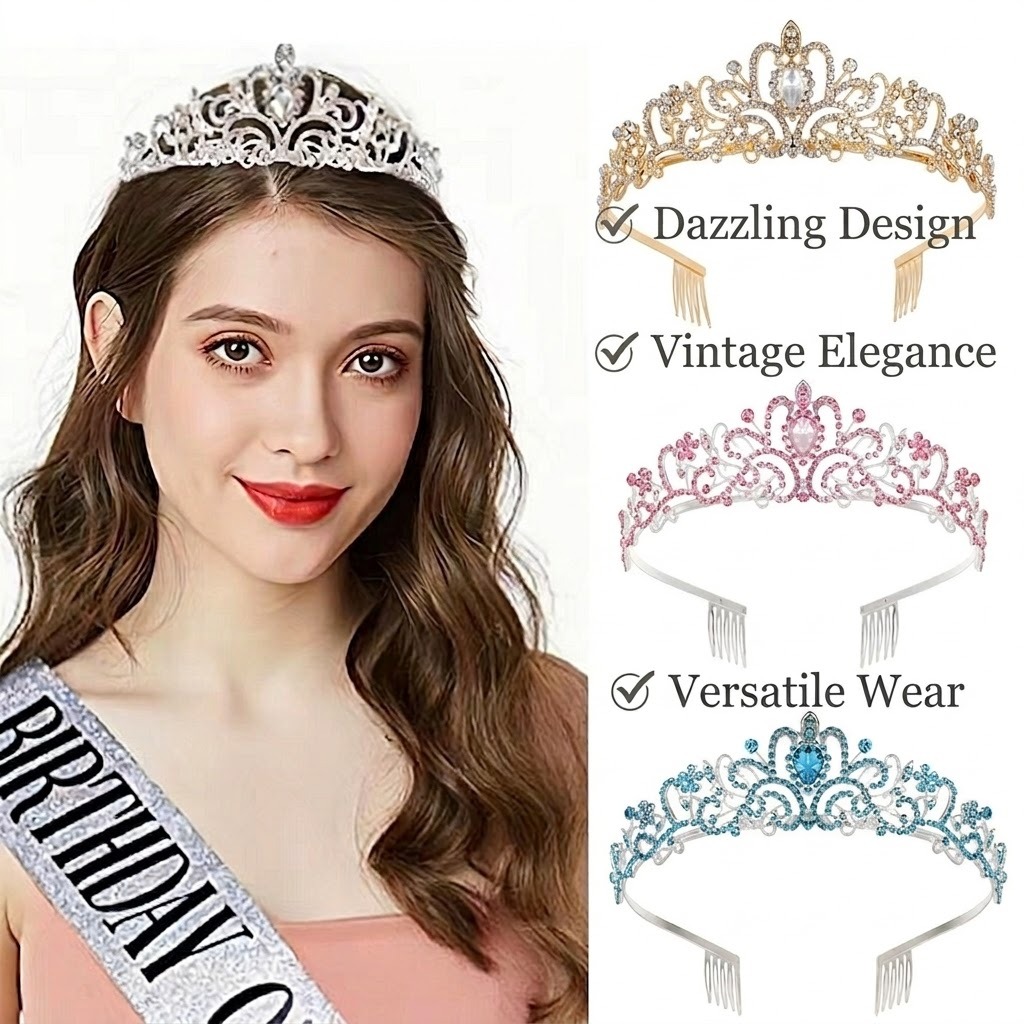 Acessório De Cabelo Espumante Coroa De Noiva Para Festa De Aniversário De Casamento