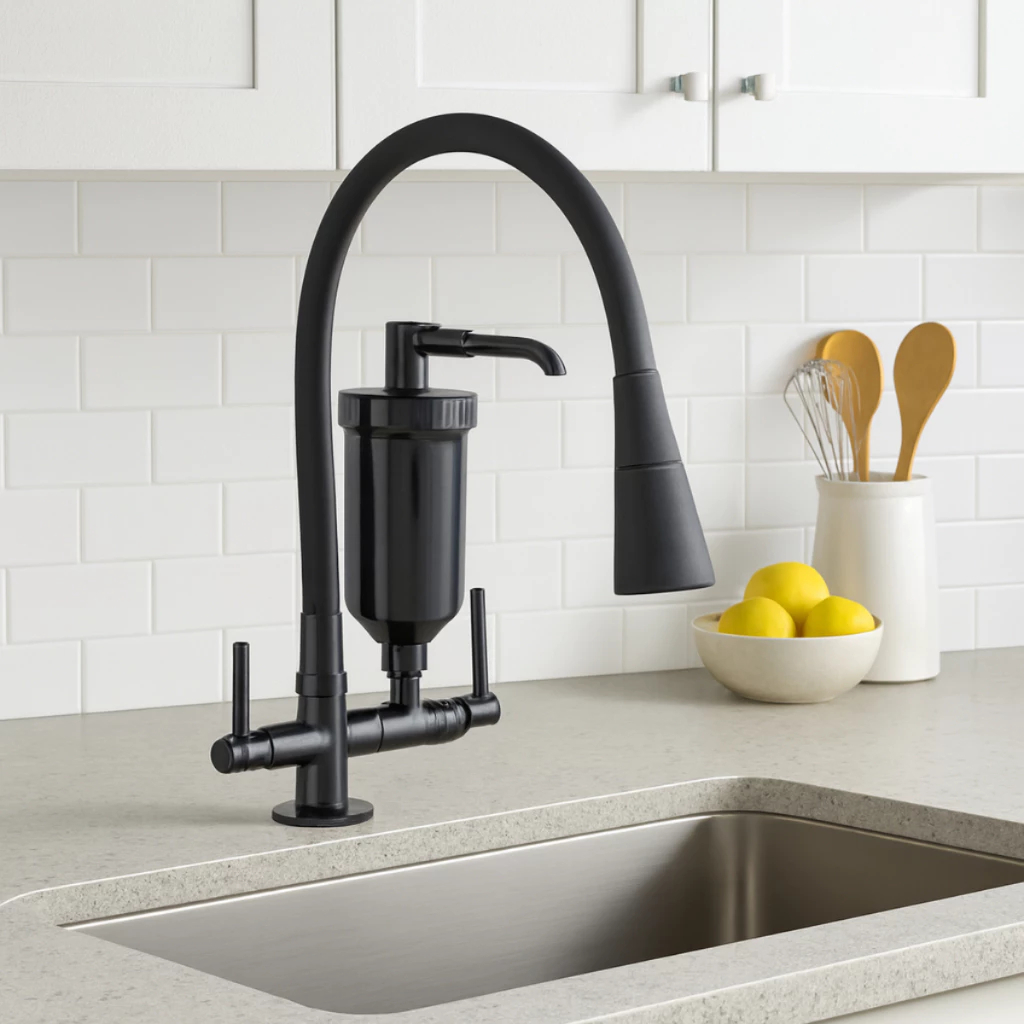 Torneira De Filtro Gourmet Luxo Pia Cozinha Flexível Bancada Cor Preto