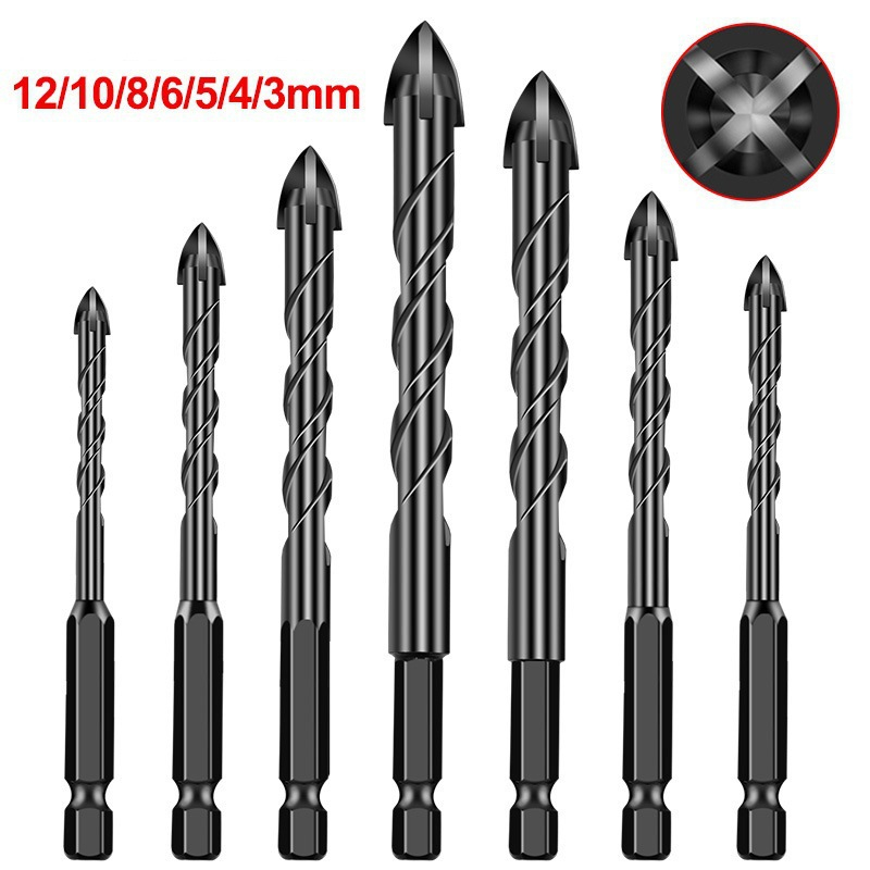 Kit de Brocas de Carboneto Triangular com Revestimento de Titânio - 7 Peças 3-12mm Para Fura Tudo