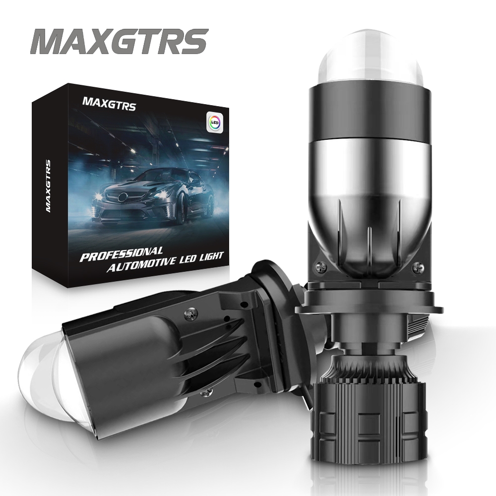 MAXGTRS 2x H4 9003 Hi/Lo Beam LED Mini Projector Lens Headlight Canbus12000LM Focused Motorcycle Light