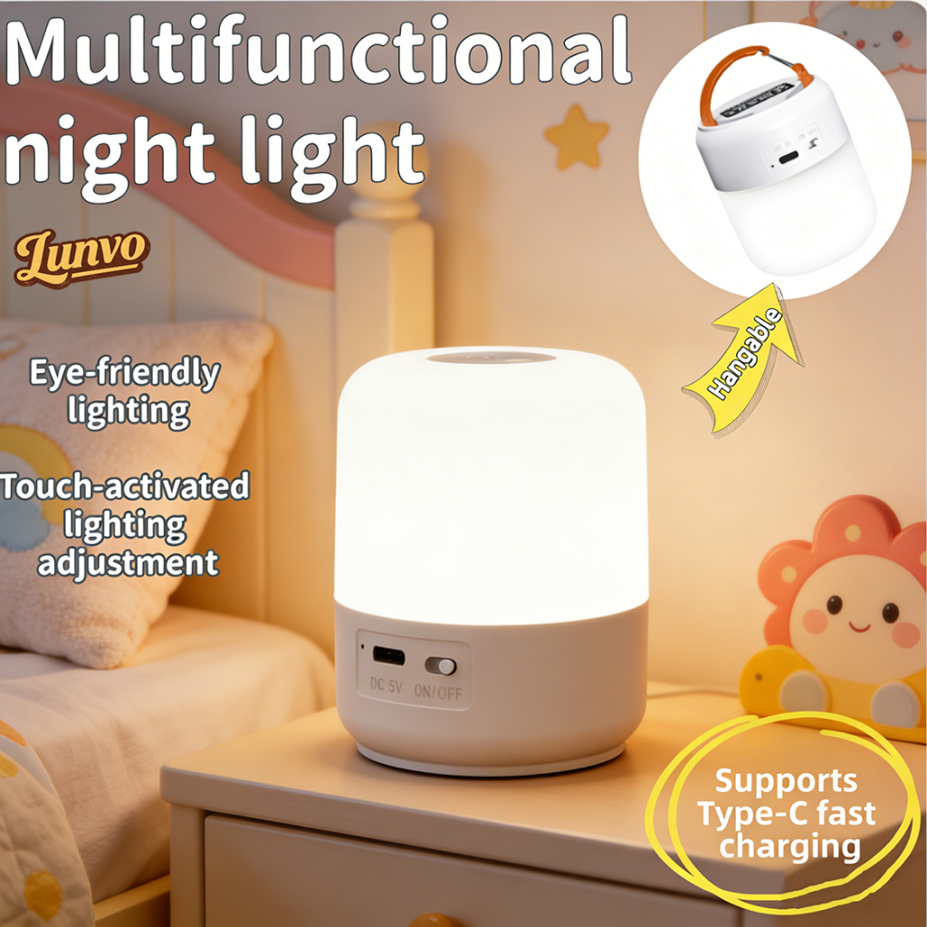 Abajur Quarto Luminária Led De Mesa Criado Mudo Recarregável Touch Cabeceira De Quarto Luz Estudos