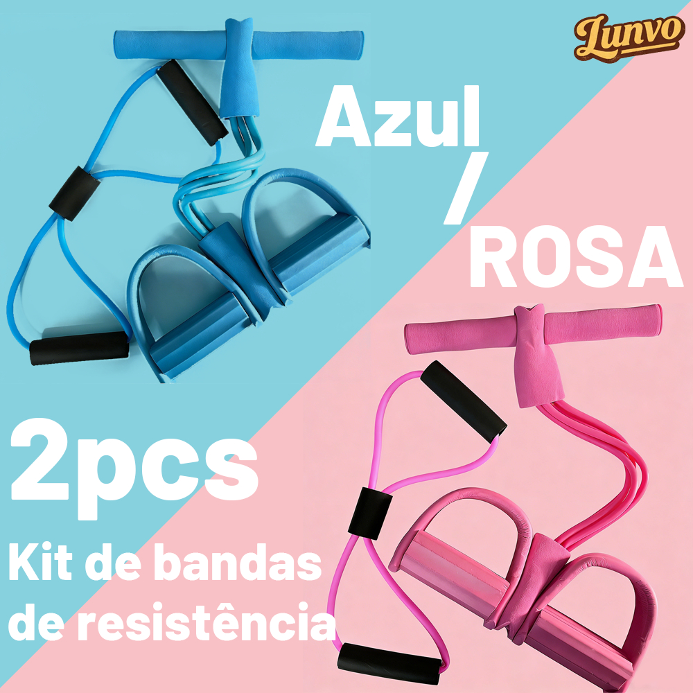 KIT Elástico Extensor Para Exercícios Em 8 + Aparelho Fitness Para Abdominal Ginastica