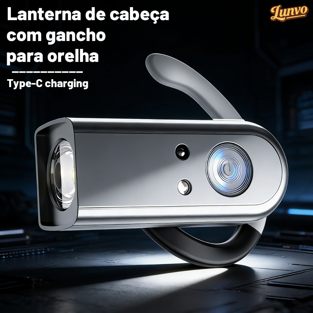 Lanterna de Cabeça Recarregável Led Corpo Motion Camping Torch Light Lamp Com Usb Estilo Gancho De Orelha em Oferta na Shopee