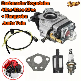 Carburador Roçadeira 43cc 52cc 63cc + Mangueira Junta Vela