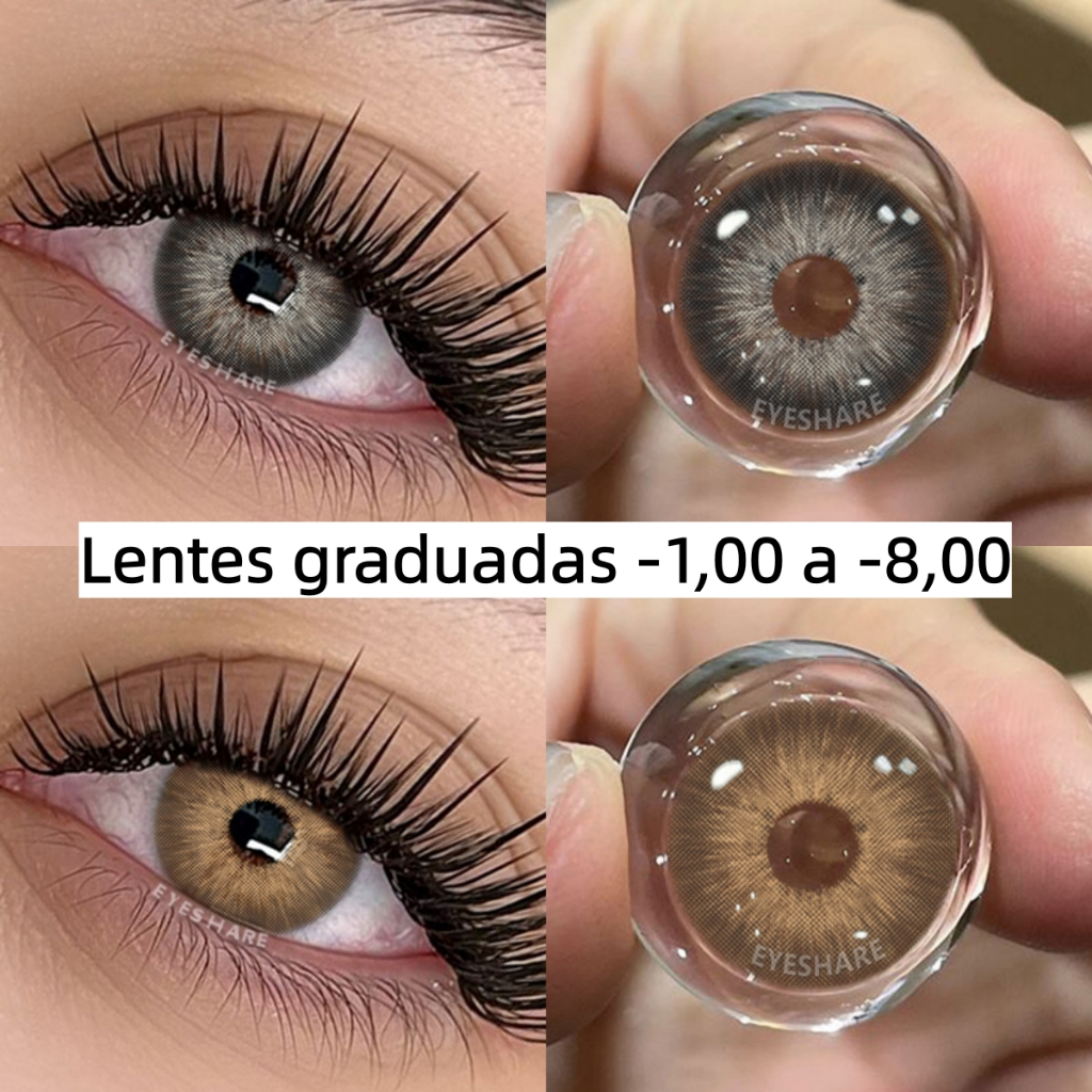 Lentes Para Miopia EYESHARE 0 ~-8.0 Graus 1 Par De Olhos Prescrição Dioptria Contato Anual Envio Rápido Do Brasil