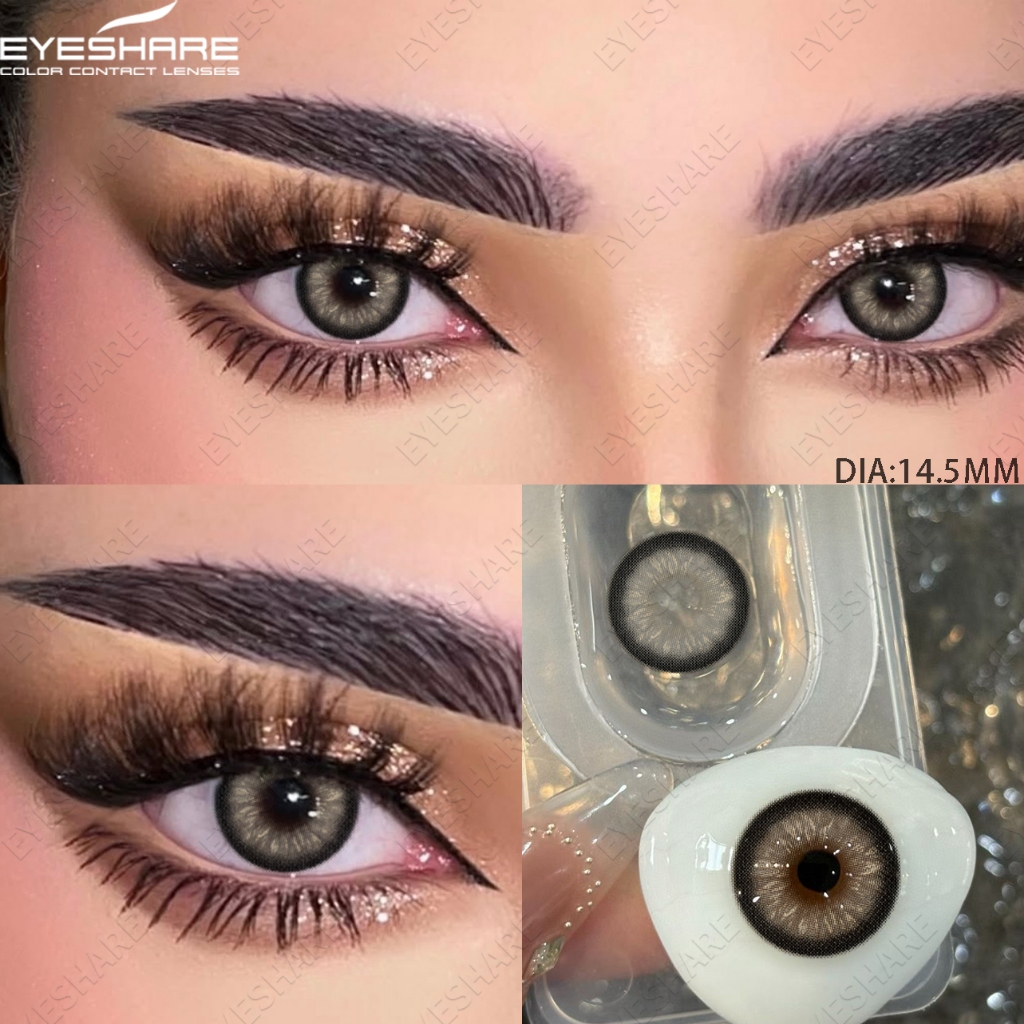 EYESHARE 1 Par De Lentes De Contato Coloridas Com Suaves , Pupilas De Beleza Cinza Da Moda , Envio Rápido Do Brasil