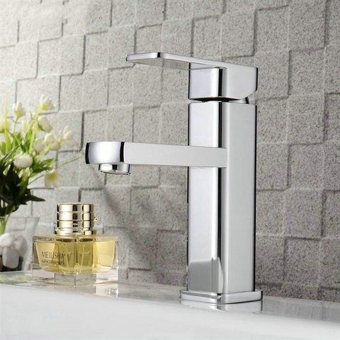 Torneira de Lavabo Banheiro prata e preto Luxo Metal Moderna Cuba Fosco Inox Quadrada em Oferta na Shopee