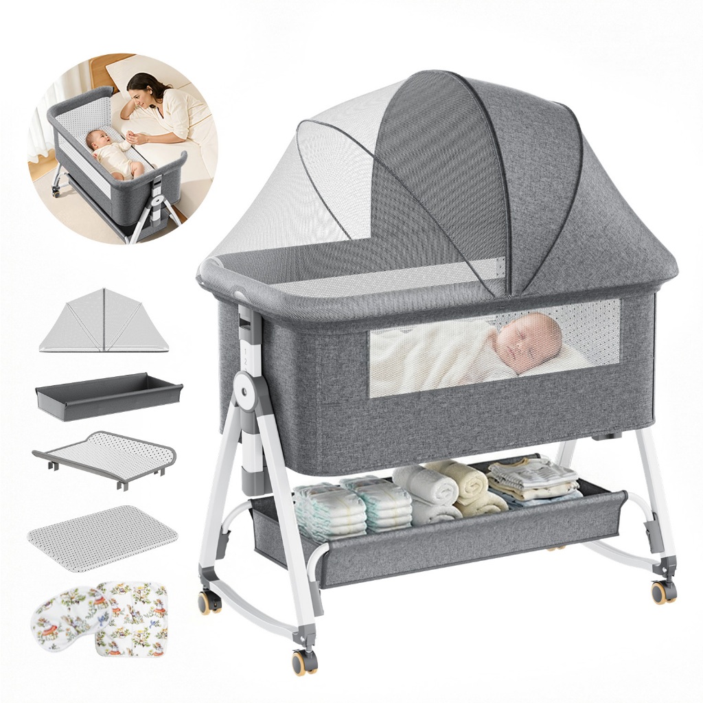 Berço Giratório Portátil Rosa Kiumo Para Bebês