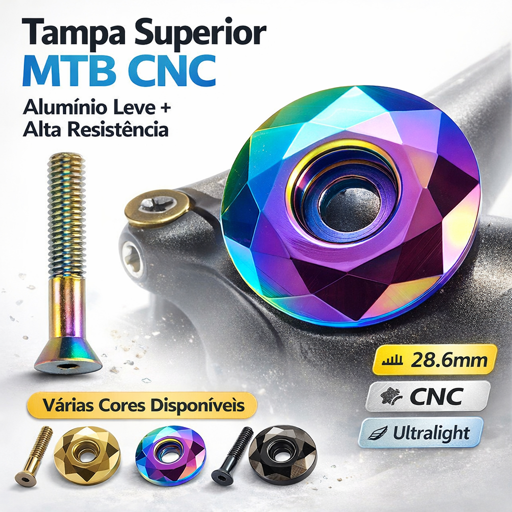 KRSEC Tampa Superior Haste Bicicleta MTB 28.6mm CNC Liga Alumínio Colorida Headset Cap Guidão Leve Bike Acessório