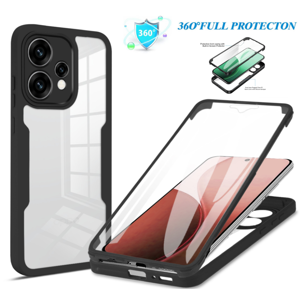 À Prova De Choque 360 Capa Completa Para OPPO A6X A6 A5 Pro A79 Reno 15 14 13 12 15F 14F 13F Silicone Macio Pára-Choques