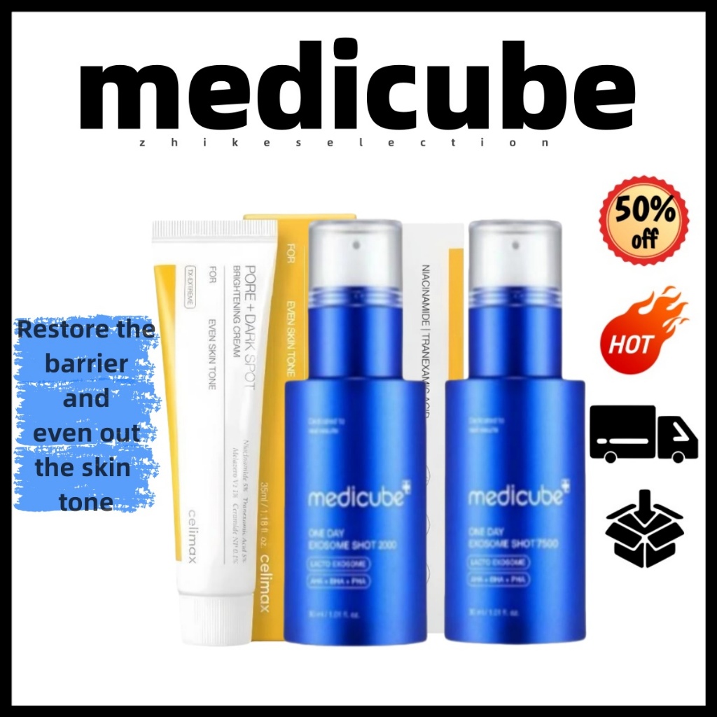 5.5 [medicube] DER . CICA ENZYME SHOT 2000 E 7000 30ml Cada + celimax Creme Iluminador Para Manchas Escuras 30ml | Esfol
