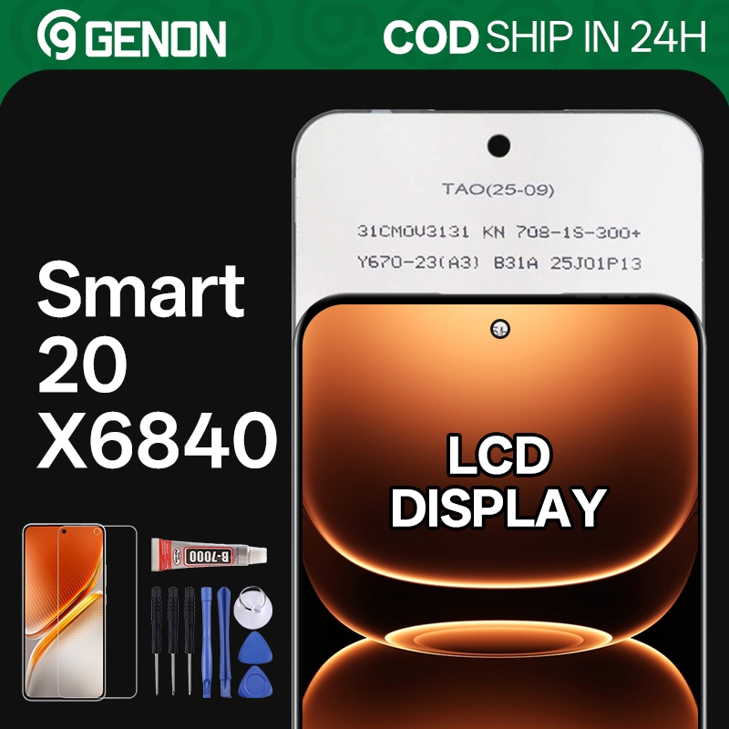 Genon IPS 120Hz LCD Para Infinix Smart 20 X6840 Display Touch Screen Peças De Reposição
