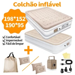 Colchão Inflável Suporta Camping Praia Embutida 203x152x46cm