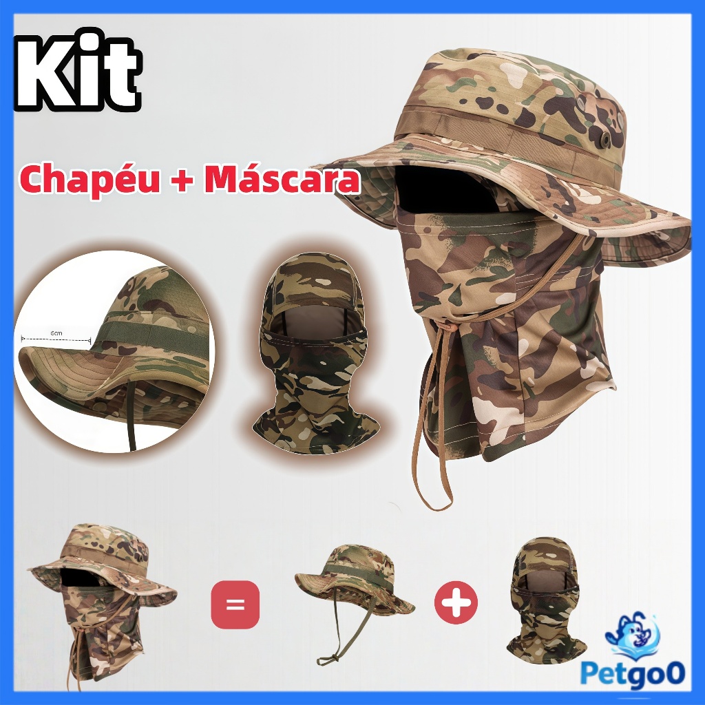 Um Conjunto De 2 Peças De Chapéu Camuflado Com Aro Redondo E Lenço No Pescoço , Escalada Ao Ar Livre , Pesca , Proteção