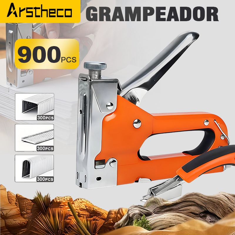Grampeador Tapeceiro + 900 Grampos Ferramentas Profissional Arstheco