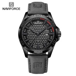NAVIFORCE Top Marca Homens Relógio De Quartzo Esportes À Prova De Choque D'água Couro Masculino Moda Luxo Pulso Casual C