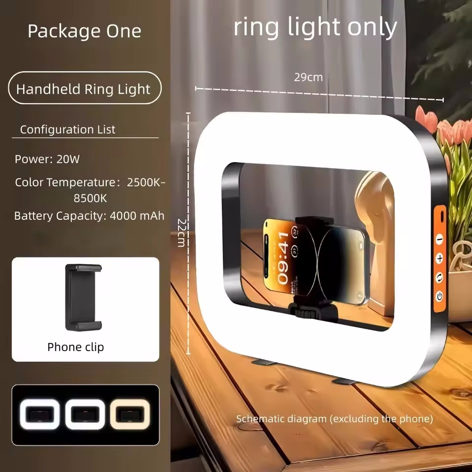 Ring Light Anel De Luz LED Portátil , Recarregável Por USB , Para Fotografia De Telefone , Transmissão Ao Vivo , Lâmpada