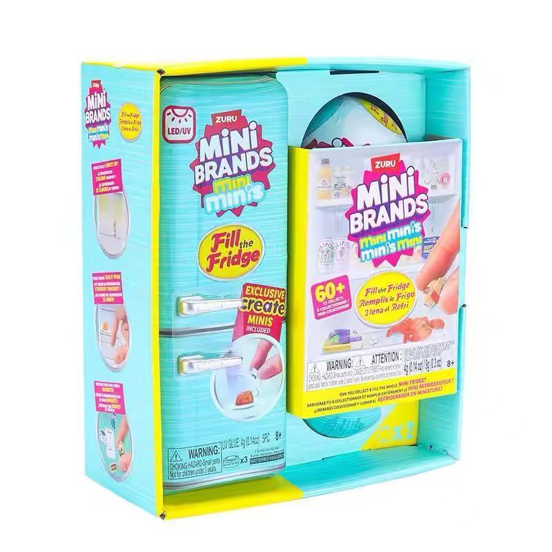 Original Zuru Mini marcas bola mini geladeira gourmet miniatura comida cena simulação brinquedo conjunto presentes para