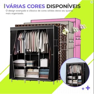 Guarda-roupa dobrável para casais, armário organizador multifuncional, cabideiro, sapateira