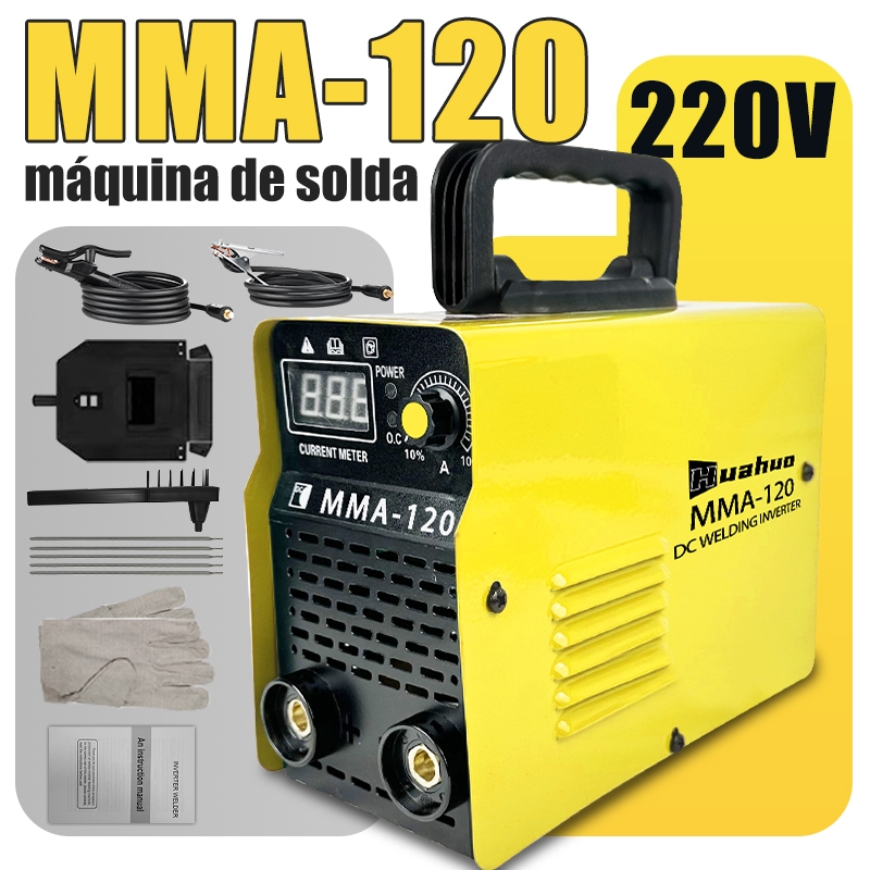 Conjunto de máquina de solda doméstica portátil MMA-120 110V/220V máquina de solda,