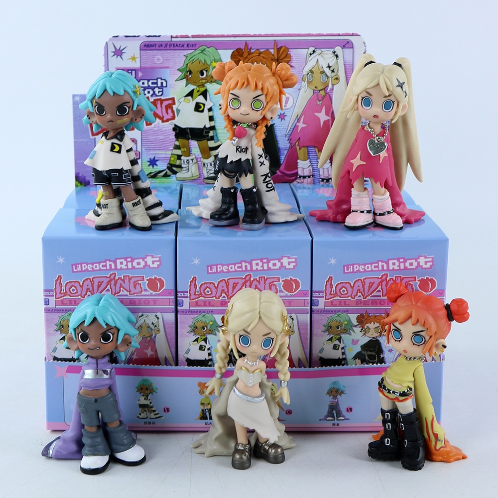 6 Pçs/Set 8-9cm Dos Desenhos Animados Pêssego Riot Carregando Figura Série Frankie Gigi Poppy Milo Coco Nola Q Versão PV