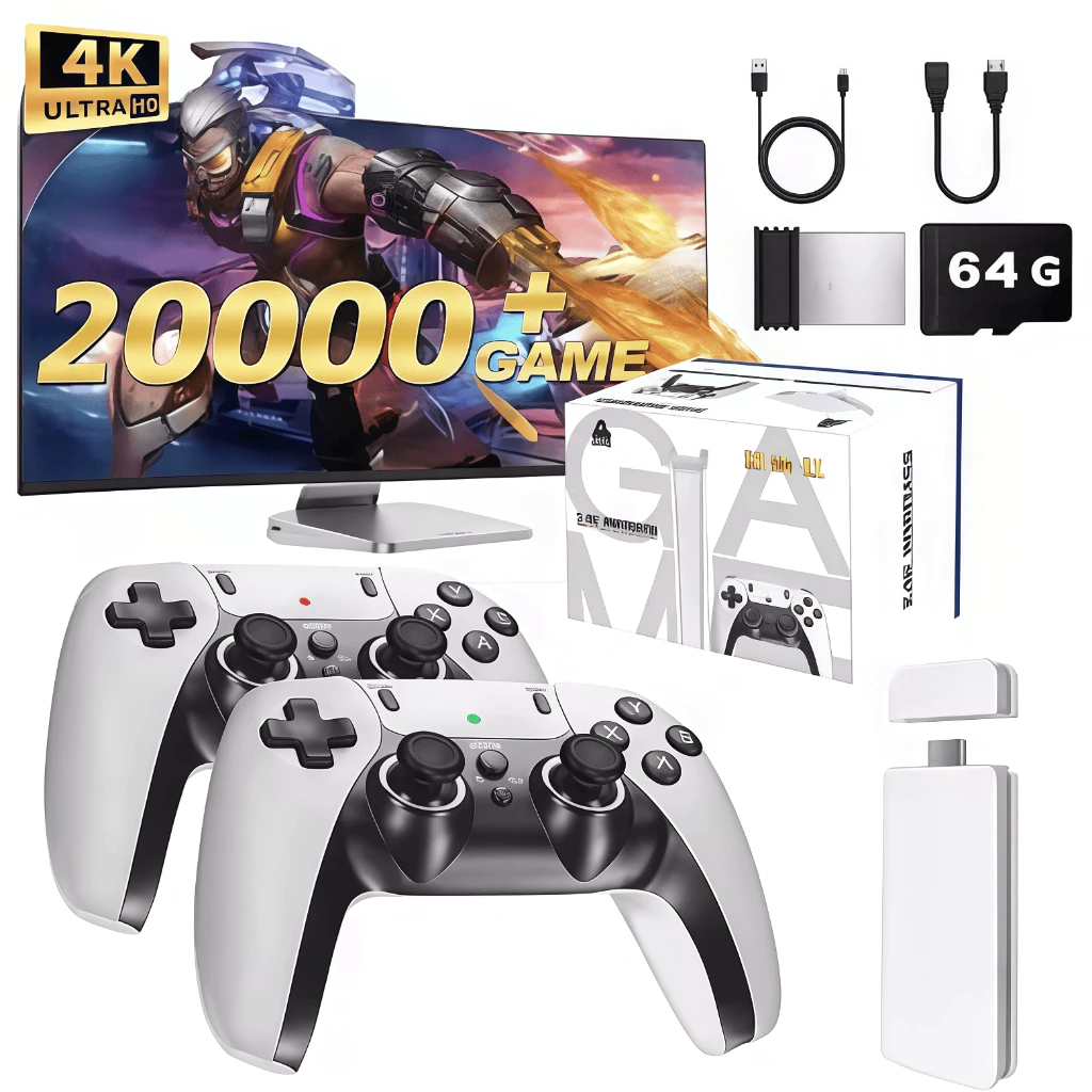 Imagem 2025 Novo Videogame Stick M15 Pro 4k 64gb Hdmi Com 2 Controles Sem Fio + 20.000 Jogos